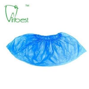 Quality CPE Blue Plastic Disposable Waterproof Shoe Covers for sale