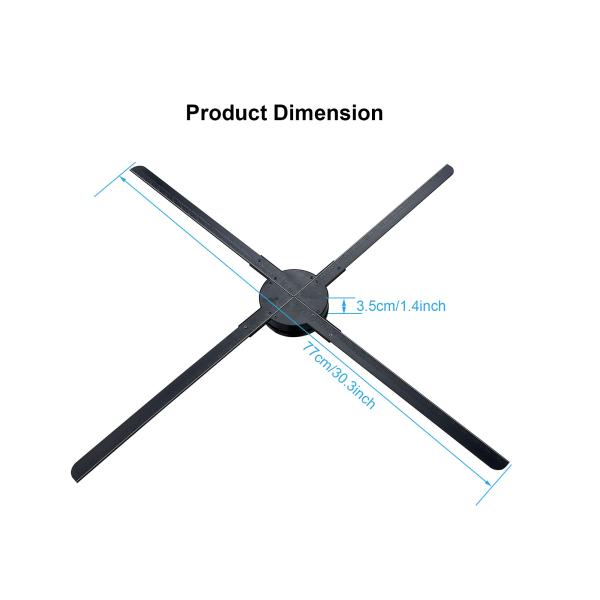 Nake Eye Stock 80Cm Ventilador Holographic 3D Fan Light Wifi Led Fan 3D Hologram Digital Display