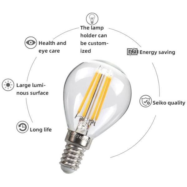 G45 E14 LED Filament Light Bulb 230V 120V 2W 4W filament Led Bulb