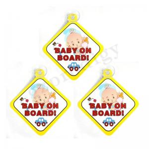 China Prodigy PVC Materials car sign 127*127mm light weight colorful cute baby on board car sign on sale