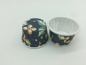 Dark Blue PET Baking Cups Disposable Paper Souffle Cup Romantic Rose Pattern For Pastry