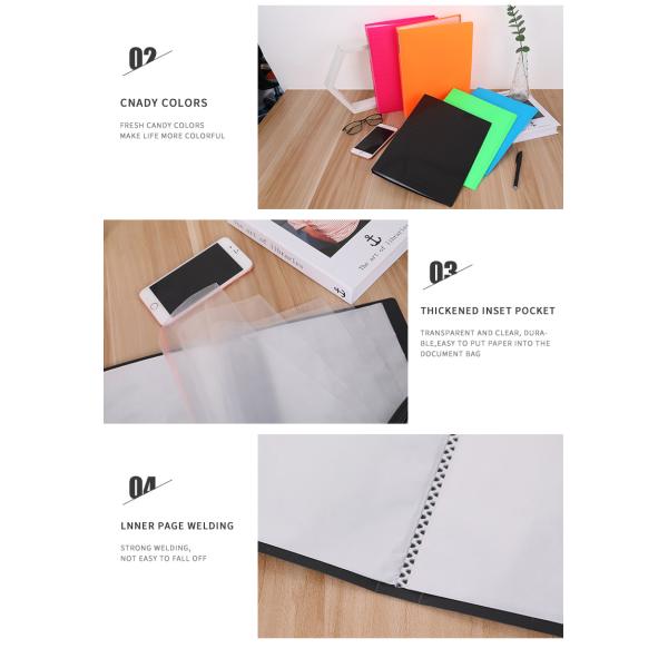 Pocket Striped A4 PP Folder for Information Display School and Office Organization