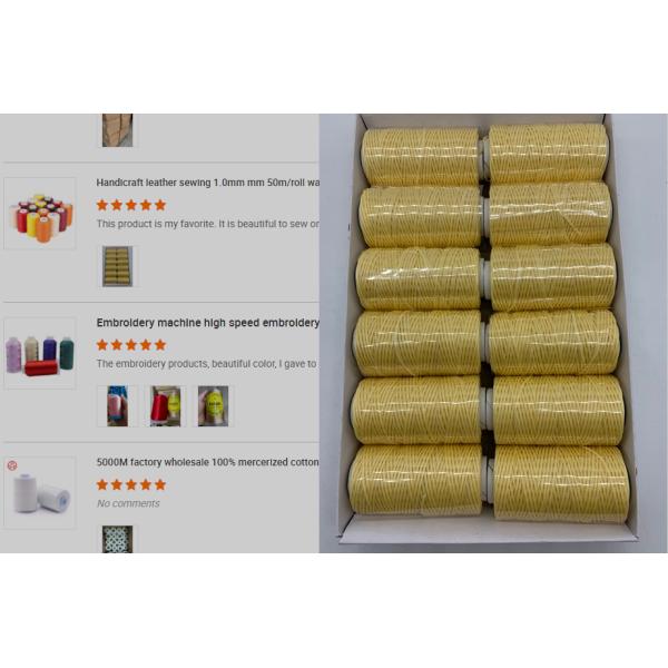 Polyester/Waxed Material 0.8mm 50m Flat Waxed Sewing Thread for Leather Stitching