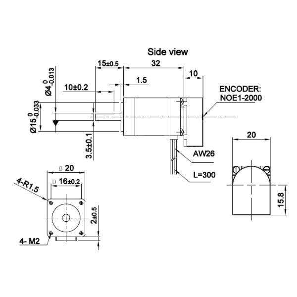 Medical Equipment 2 Phase Hybrid Stepper Motor NEMA 8 1.8 Degree Square 20mm With Encoder