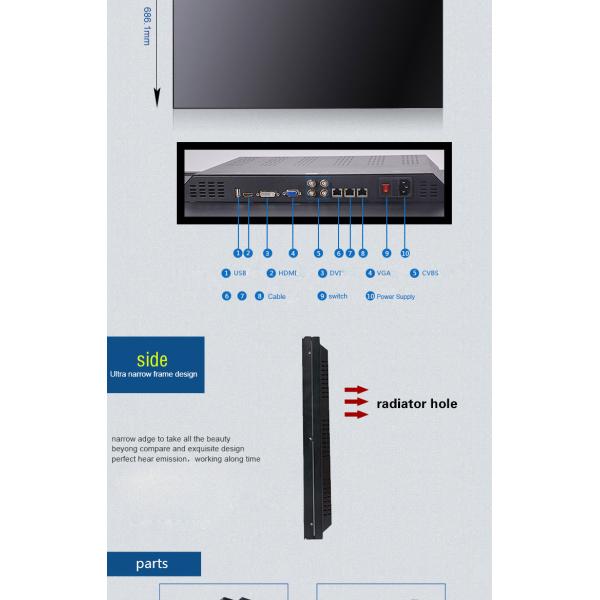 5x5 LCD Video Wall Advertisement Display 3.8mm 500cd Landscape Narrow Bezel