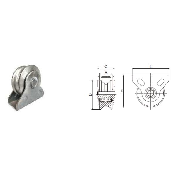 Sliding Gate Wheel Double Bearings with Exterior Bracket For V Track