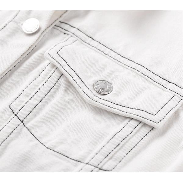 Contrast Stitching Trucker Ladies Denim Jacket With Button Through Placket Fray Hem