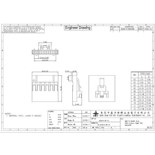 UL94V-0 / PA66 Battery Terminal Connectors Wire To Board Connector with Fit Wafer Connector