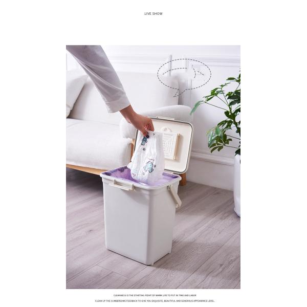 Sealed Garbage Can Rectangular Bathroom Lock Garbage Can Deodorant Moisture-proof Baby Diaper Storage Bucket with Handle