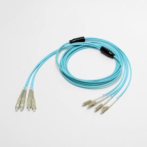 China Fiber optic patch cord SC LC Breakout 3.0mm 4 core 50/125um OM3 armored multimode fiber optic patch cables on sale