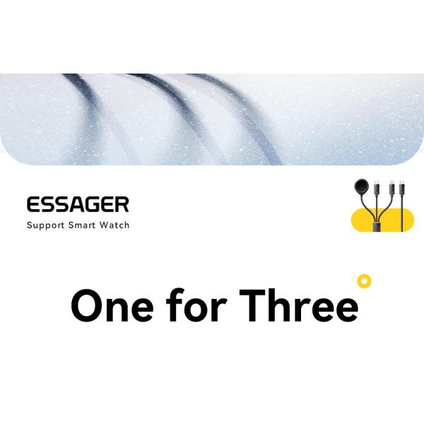 ESSAGER ES-X66 Series 100W USB C to USB C+L+Wireless Watch Charger 3 in 1 Cable