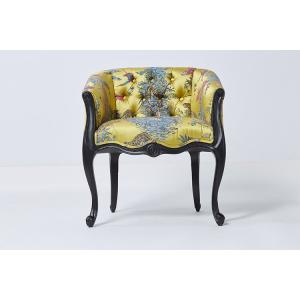 China Luxury Special Vintage Printing Fabric Modern Dining Room Chairs With Arms on sale