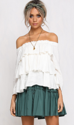 Womens Tops Blouses 2018 Off Shoulder Ruffle Top In White