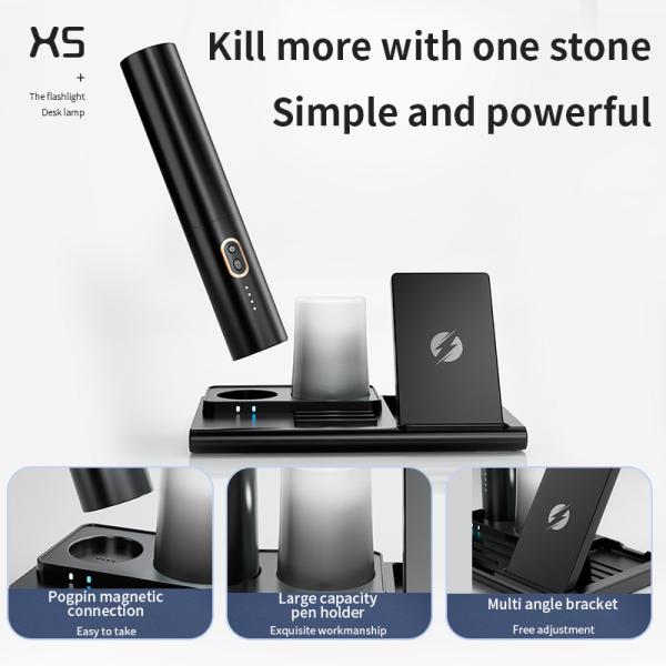 5 In 1 LED Night Light 15W Folding LED Table Lamp Black White Wireless Rechargeable