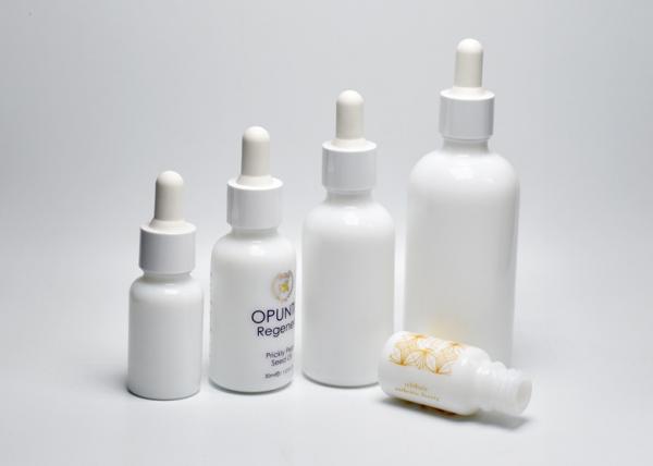 Buy Classic Round Opal White Glass Bottles With Plastic Smooth Dropper Cap, Glass Primary Packaging For Skincare Products at wholesale prices