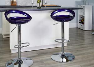 China Navy Blue Breakfast Bar Stools Plastic Stylish Bar Height Swivel Chair on sale
