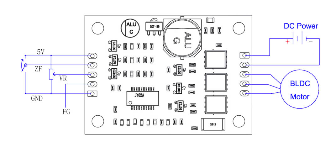 JYQD-V8.20B Sensorless BLDC Motor Driver Board Efficient 5V-28V Controller for Brushless Motors with JY02A IC