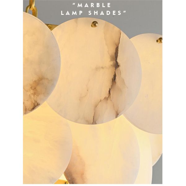 High-End Metal Chandelier Light Luxury Natural Marble Finish for Living Room Villa Duplex Restaurant Tea Room Hotel Lamp 