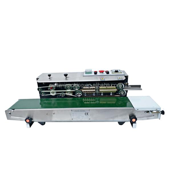 Semi-Automatic Horizontal Bag Sealing Machine Electric Manual Driven Heat Sealing for Cartons Foil Includes Batch Date Printing