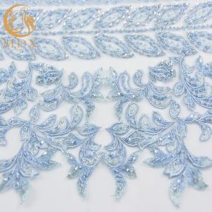 Quality African Pale Blue 3D Embroidery Lace Fabric Handmade For Party Dresses for sale