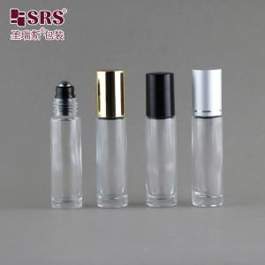 China 10ml Clear Glass Bottle With Metal Roller Ball Silver Cap Black Housing Clear Housing For Roll On Perfume Oil Bottle on sale