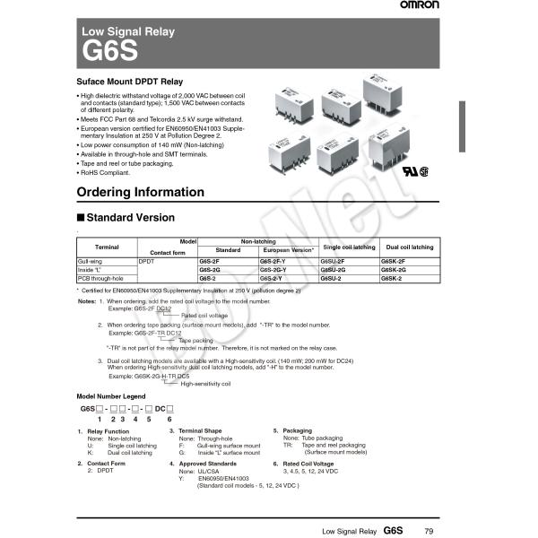 G6S-2F-24VDC Omron orignal new electromagnetic relay G6S-2F-24VDC