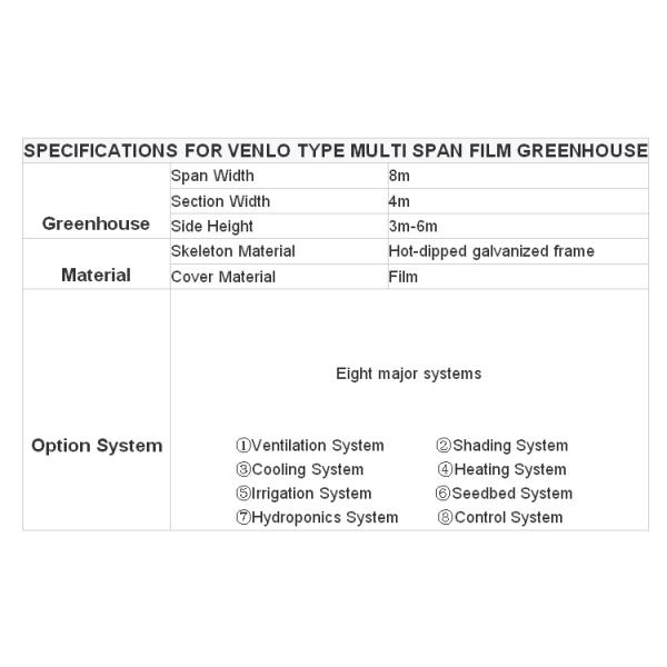 Customized Length Film Multi-Span Greenhouse with Film Cover at Affordable
