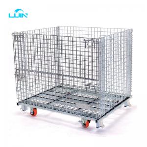 Quality Heavy Duty Industrial Stackable Wire Mesh Pallet Cage Foldable Steel Mesh Box for sale