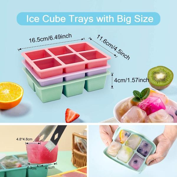 BPA Free Silicone Ice Molds Reusable 6 Pieces Food Grade Practical