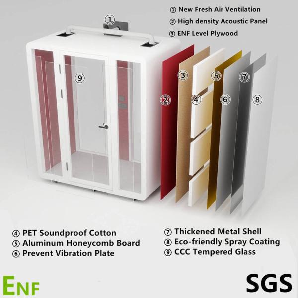 Soundproof Office Pod with High Sound Insulation LED Lighting and Built-in Ventilation for Optimal Workspace
