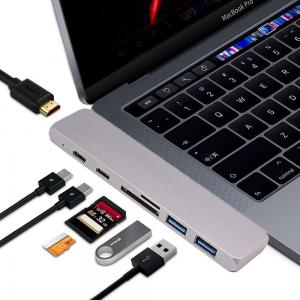 Quality 7in1 USB Dual Type-C Hub to Adapter 4K  For MacBook Pro Thunderbolt 3 port USB-C port charging docking for sale