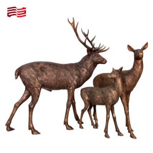 Quality Europe Regional Feature Bronze Sika Deer Sculpture for Custom Metal Animal Statues for sale