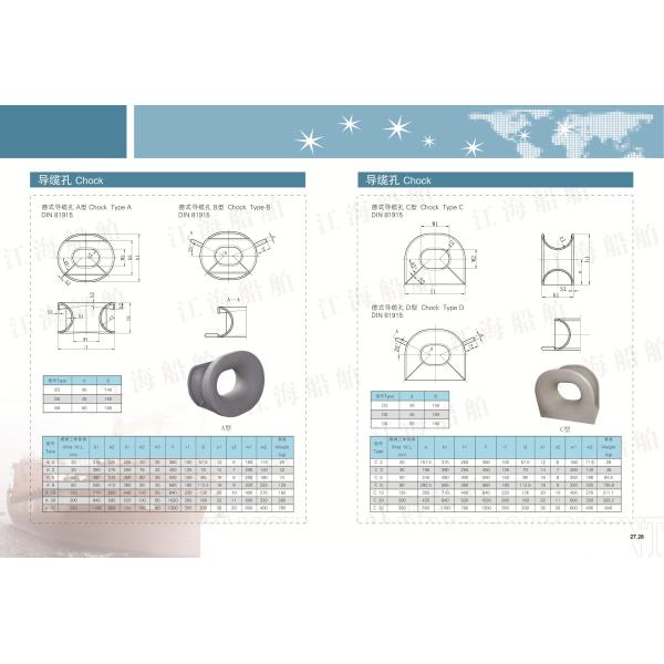 JIS F 2017-82 Ship Mooring Equipment Marine Casting Steel Panama Chock Bulwark Mounted / Deck Type