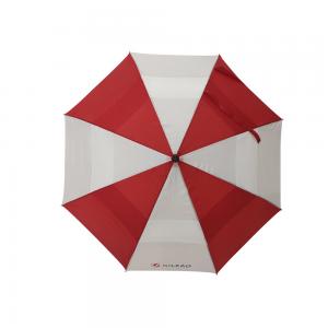 China 29 Inch Red And White Double Canopy Umbrella With Black Color EVA Handle on sale