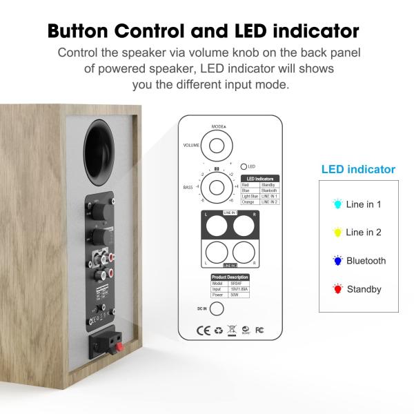 100W Audio Bluetooth Bookshelf Speakers Wireless For Home Theater