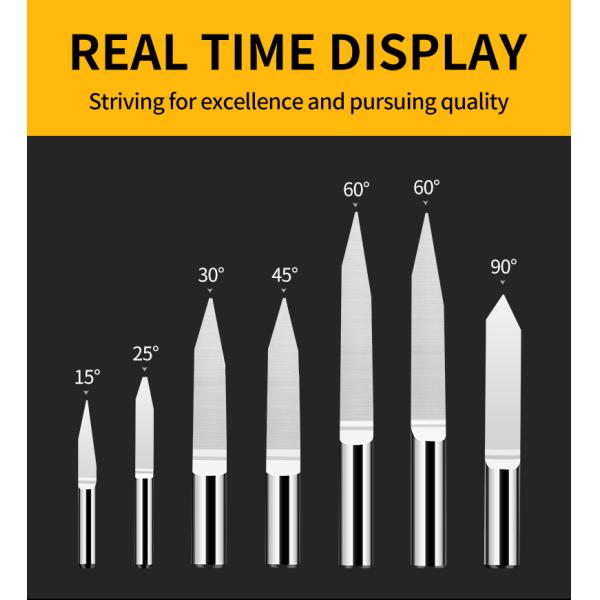 Solid Carbide Flat Bottom Carving Bits 30/45/60/90 Degree TIP 0.2 Shank 3.175mm 4mm 6mm Tapered Flat V Bit for Wood and Metal