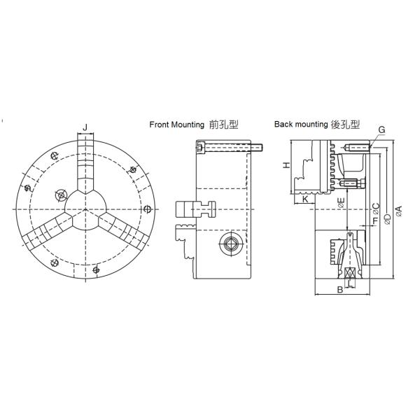SC 3-JAW SCROLL CHUCKS , MANUAL SELF CENTERING CHUCK OEM ODM MANUFACTURER