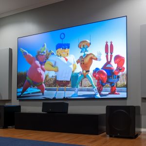 Acoustically Transparent Fabric Fixed Frame Screen with 10Cm Velvet Aluminum