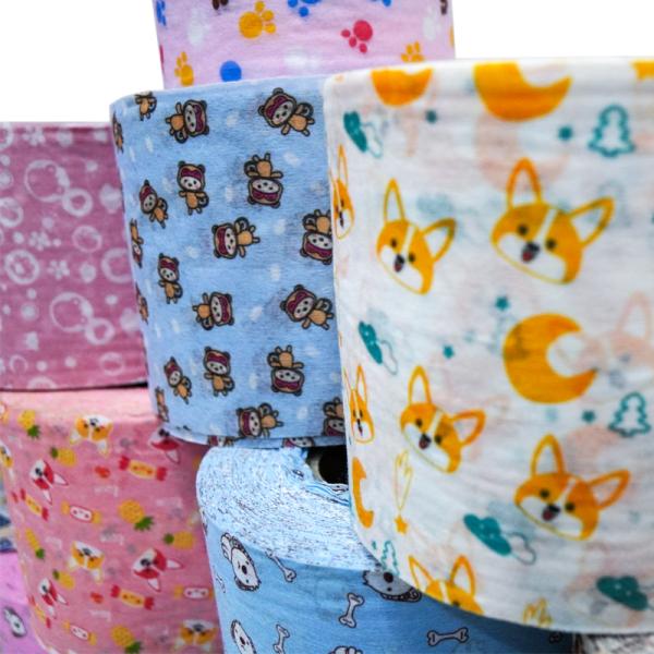 Embossed Style Spunlace Biodegradable Non Woven Fabric Viscose Polyester Customised