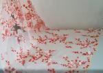 3D Red Flower Bead Embroidered Sequin Lace Fabric With Scalloped Edging For