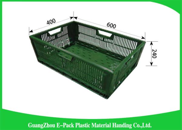 Durable Mesh Ventilated Folding Plastic Crates Portable Stackable 600 * 400 *