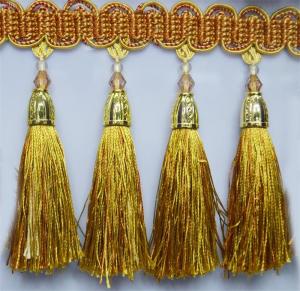 China Shiny top quality polyester eco-friendly tassel fringes for pillow decoration on sale