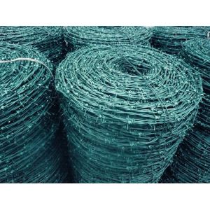 Quality Iron PVC Coated Twisted Barbed Wire RAL 6005 for sale