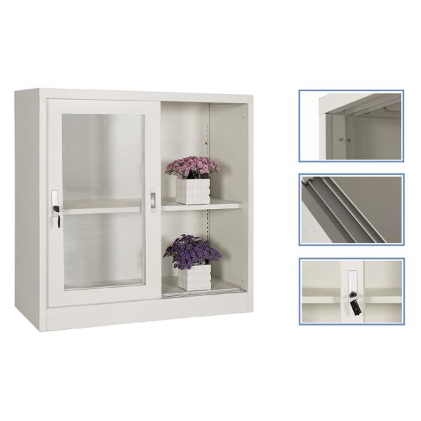Metal Sliding Glass Door File Cabinet KD Structure Lockable