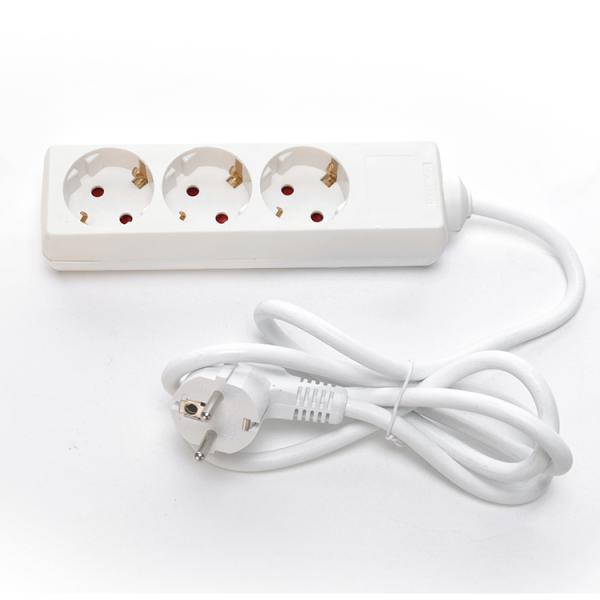 White 220V Euro Power Strip Surge Protector for Software Reengineering 3 Outlets 6ft Power Cord and Customized Support