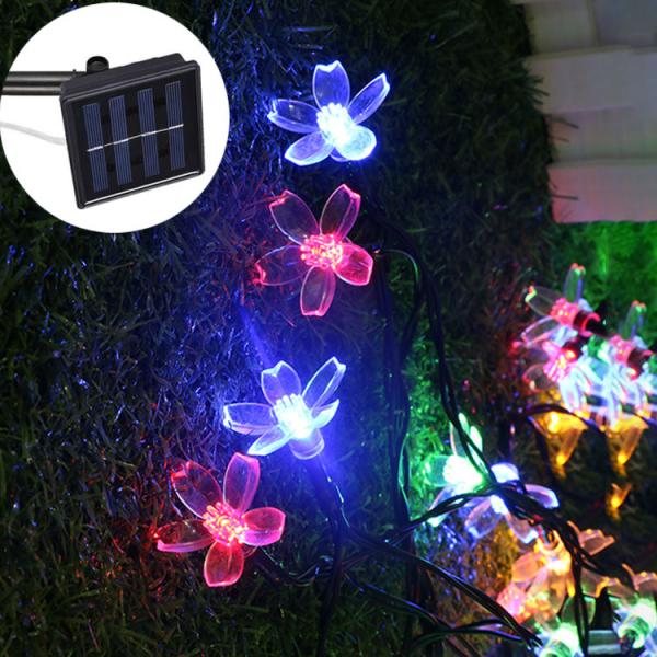 80lm Waterproof Solar Powered LED String Lights Peach Blossom Colorful Changeable