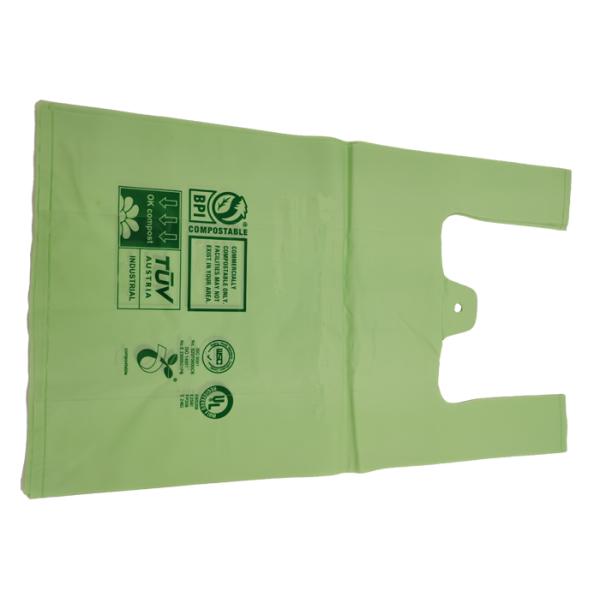 100% Biodegradable 25 Micron Compostable Shopping Bags Flat Bottom Seal