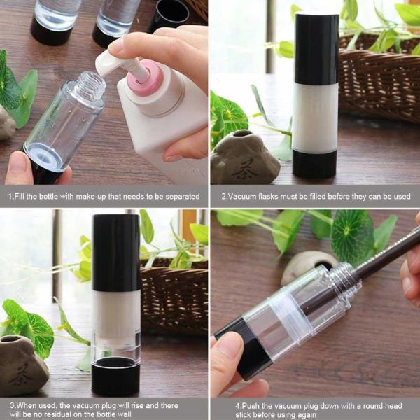 Black Cream Airless Cosmetic Bottles 10 Ml Mini Size Daily Life Use