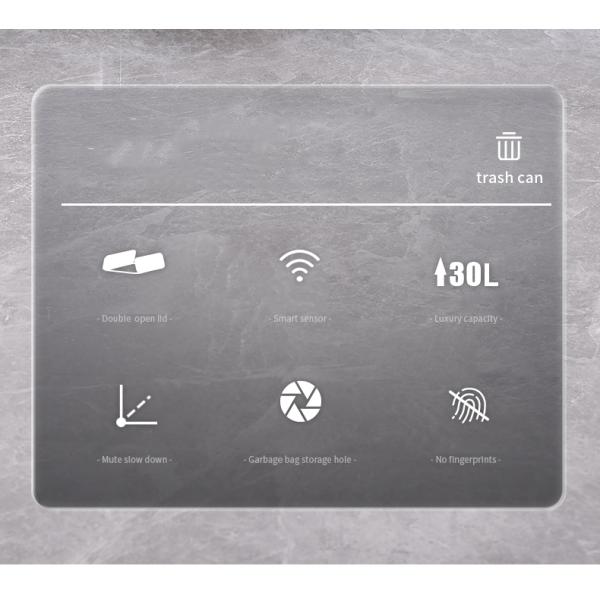 Logo Custom Trash Can Odor Filter Touchless Waste Recycling Bin For Household