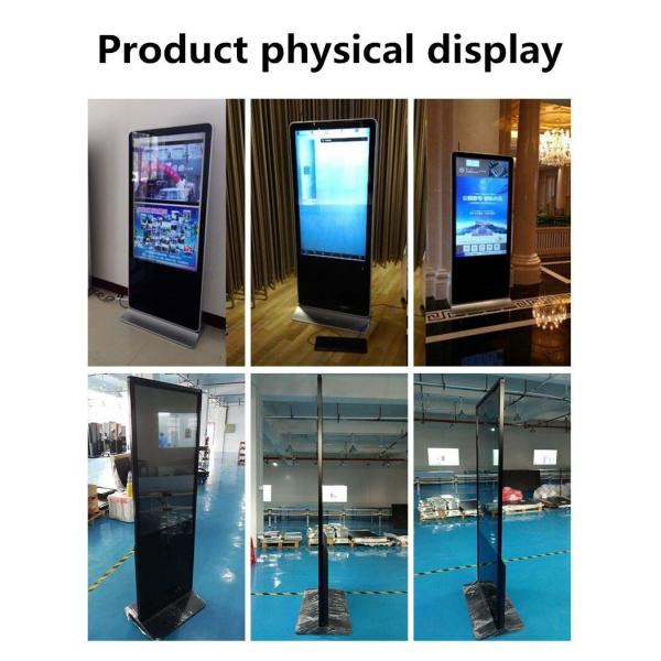 Battery Powered Digital Signage Floor Stands , Touch Screen Kiosk Stand 86 Inch Large Size